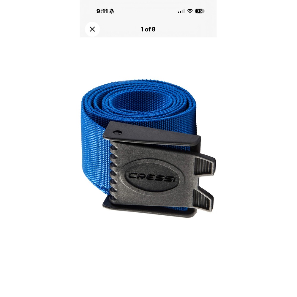 Cressi Nylon Weight Belt Blue with Hard Plastic Buckle TA627020 Scuba Diving